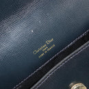 Christian Dior Hand Bag Leather Navy Gold Auth 188236A-10