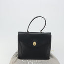 Christian Dior Hand Bag Leather Navy Gold Auth 188236A-12