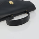 Christian Dior Hand Bag Leather Navy Gold Auth 188236A-7