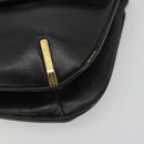 CELINE Chain Shoulder Bag Leather Black Gold Auth 188237-9