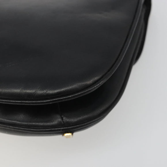 CELINE Chain Shoulder Bag Leather Black Gold Auth 188237