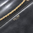 CELINE Chain Shoulder Bag Leather Black Gold Auth 188237-10