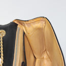 CELINE Chain Shoulder Bag Leather Black Gold Auth 188237-19