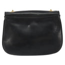 CELINE Chain Shoulder Bag Leather Black Gold Auth 188237-2