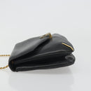 CELINE Chain Shoulder Bag Leather Black Gold Auth 188237-4