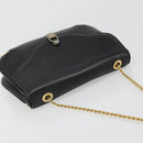 CELINE Chain Shoulder Bag Leather Black Gold Auth 188237-6