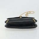 CELINE Chain Shoulder Bag Leather Black Gold Auth 188237-5