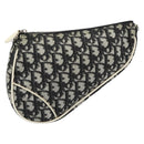 Christian Dior Trotter Canvas Saddle Pouch PVC Black Silver Auth 188238-1