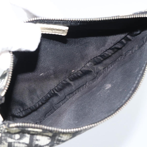 Christian Dior Trotter Canvas Saddle Pouch PVC Black Silver Auth 188238