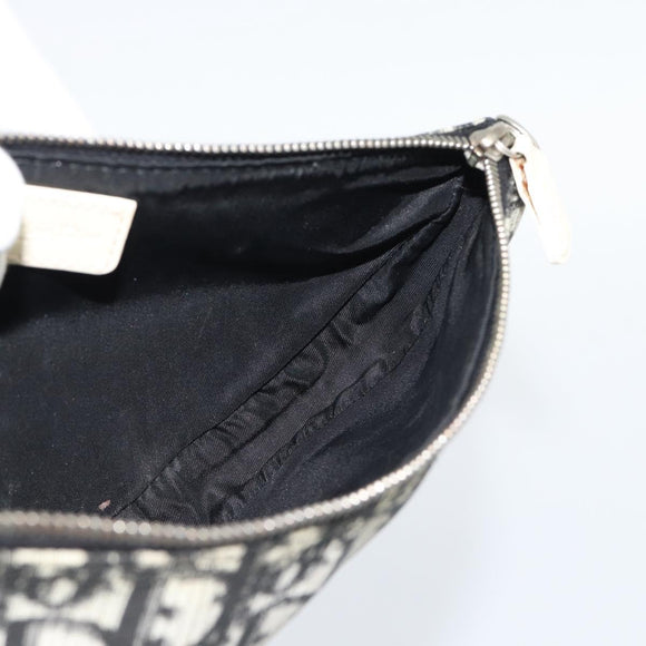 Christian Dior Trotter Canvas Saddle Pouch PVC Black Silver Auth 188238
