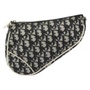 Christian Dior Trotter Canvas Saddle Pouch PVC Black Silver Auth 188238-2