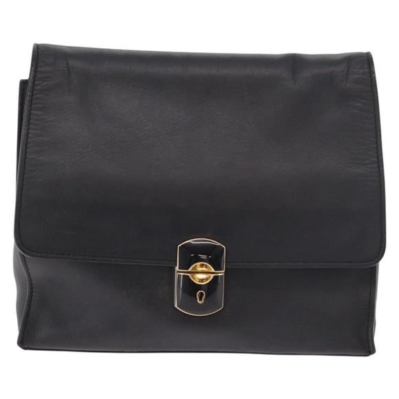 BALENCIAGA Afternoon Shoulder Bag Leather Black Gold 293862 Auth 188241