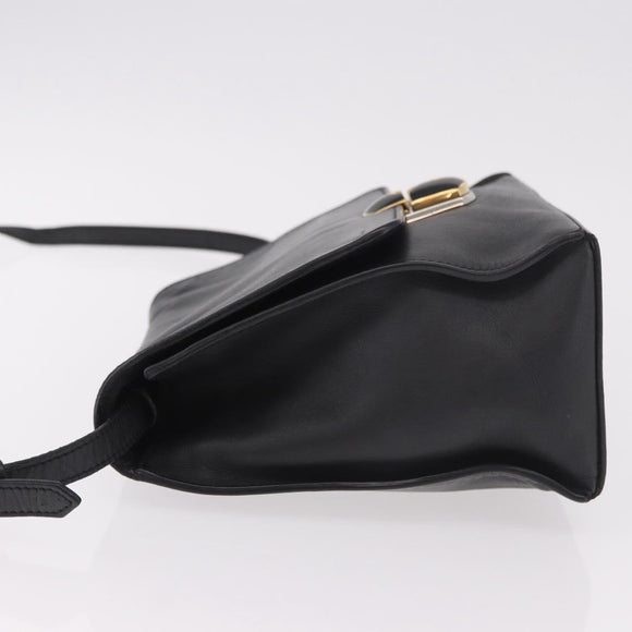 BALENCIAGA Afternoon Shoulder Bag Leather Black Gold 293862 Auth 188241