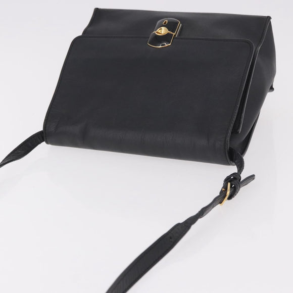 BALENCIAGA Afternoon Shoulder Bag Leather Black Gold 293862 Auth 188241