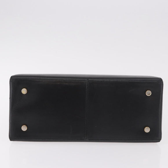 Salvatore Ferragamo Gancini Hand Bag Leather Black Gold Auth 188245