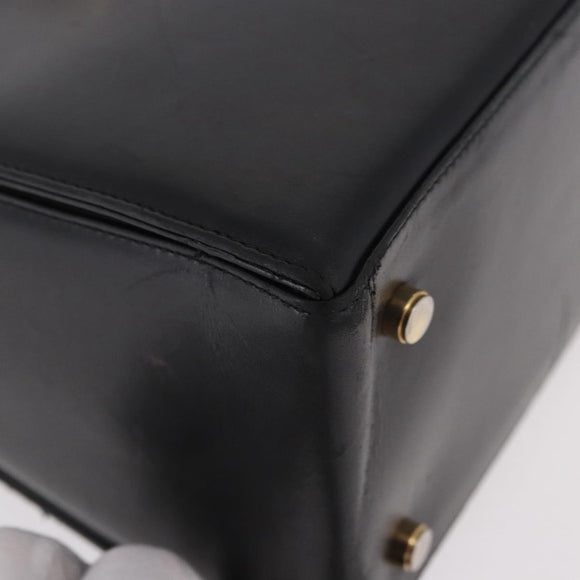 Salvatore Ferragamo Gancini Hand Bag Leather Black Gold Auth 188245