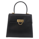 Salvatore Ferragamo Gancini Hand Bag Leather Black Gold Auth 188245-13