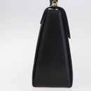 Salvatore Ferragamo Gancini Hand Bag Leather Black Gold Auth 188245-5