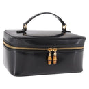 GUCCI Vanity Hand Bag Patent Leather Black Gold 032 1956 0150 Auth 188246-1
