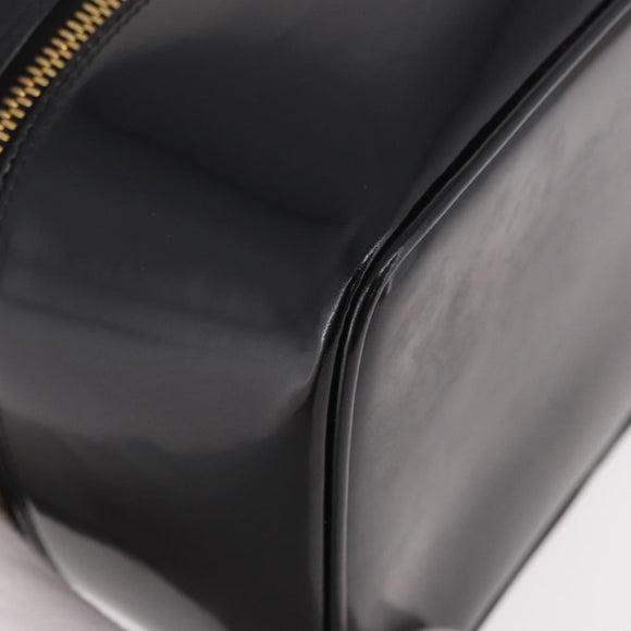 GUCCI Vanity Hand Bag Patent Leather Black Gold 032 1956 0150 Auth 188246