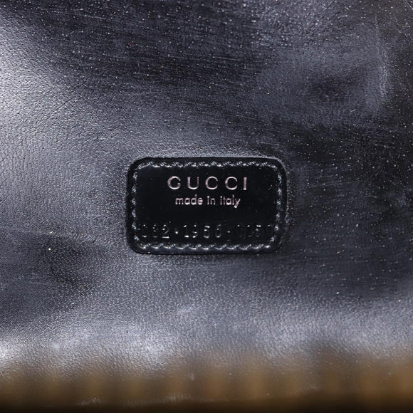 GUCCI Vanity Hand Bag Patent Leather Black Gold 032 1956 0150 Auth 188246