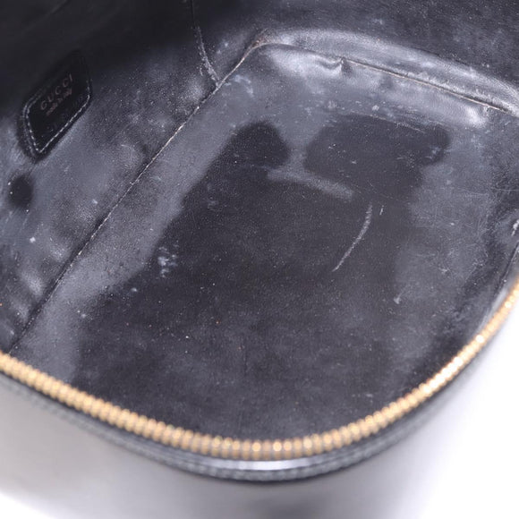 GUCCI Vanity Hand Bag Patent Leather Black Gold 032 1956 0150 Auth 188246