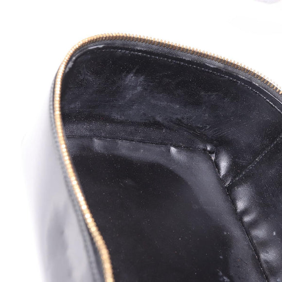 GUCCI Vanity Hand Bag Patent Leather Black Gold 032 1956 0150 Auth 188246
