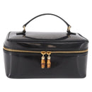 GUCCI Vanity Hand Bag Patent Leather Black Gold 032 1956 0150 Auth 188246-13