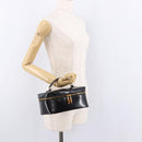 GUCCI Vanity Hand Bag Patent Leather Black Gold 032 1956 0150 Auth 188246-20