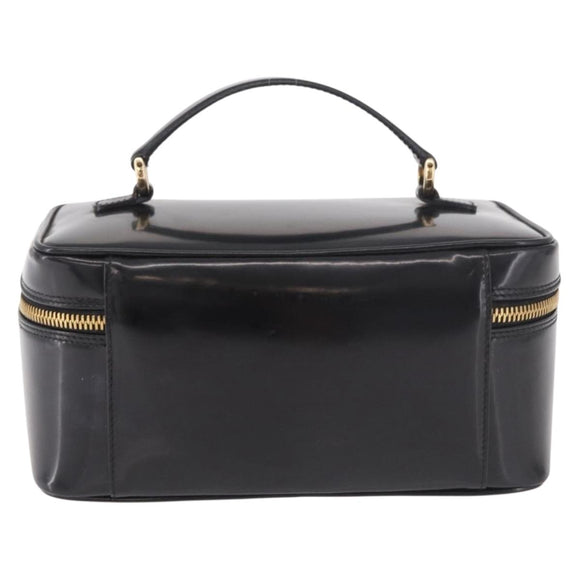 GUCCI Vanity Hand Bag Patent Leather Black Gold 032 1956 0150 Auth 188246