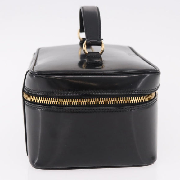 GUCCI Vanity Hand Bag Patent Leather Black Gold 032 1956 0150 Auth 188246