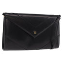 GIVENCHY Shoulder Bag Leather Black Gold Auth 188247-1