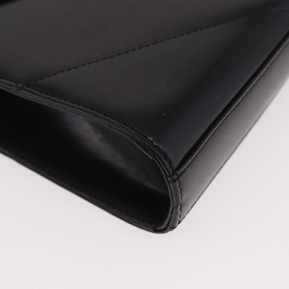 GIVENCHY Shoulder Bag Leather Black Gold Auth 188247