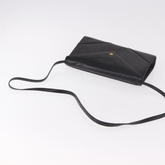 GIVENCHY Shoulder Bag Leather Black Gold Auth 188247