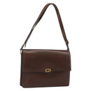 Christian Dior Shoulder Bag Leather Brown Gold Auth 188248-1