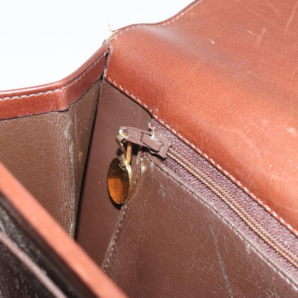 Christian Dior Shoulder Bag Leather Brown Gold Auth 188248