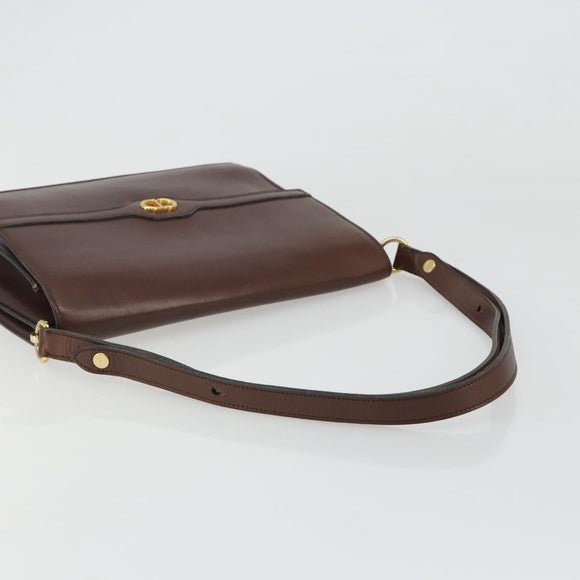 Christian Dior Shoulder Bag Leather Brown Gold Auth 188248