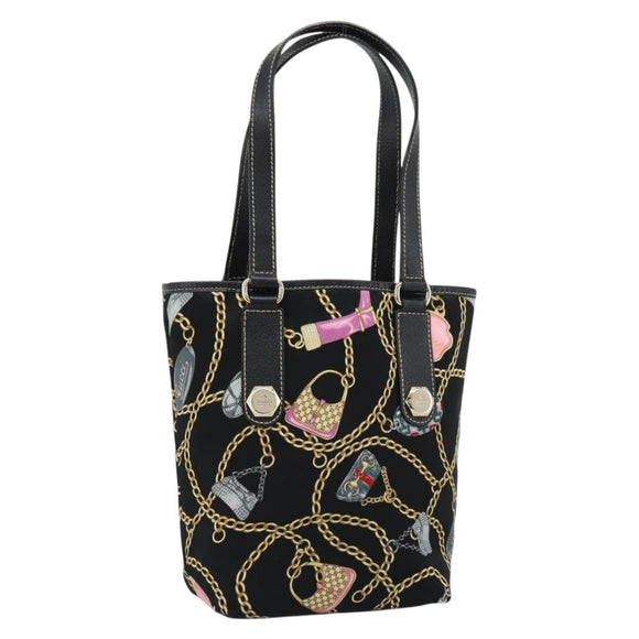 GUCCI Hand Bag Satin Black Gold 153361 Auth 188253A