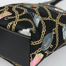 GUCCI Hand Bag Satin Black Gold 153361 Auth 188253A-10