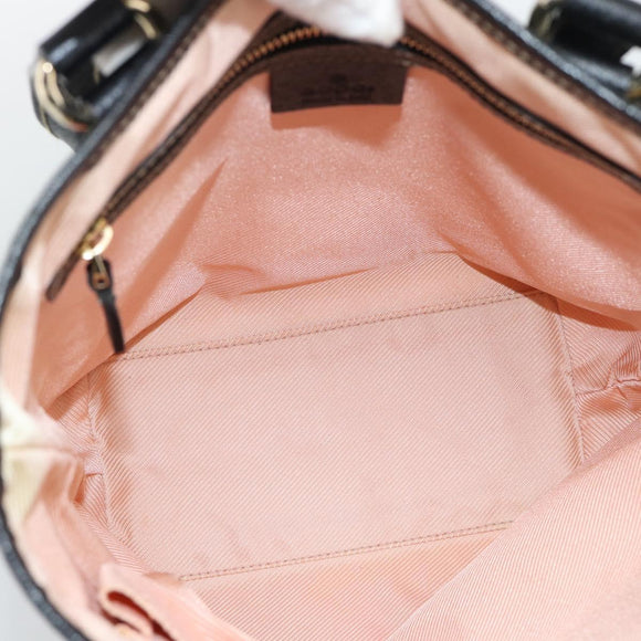 GUCCI Hand Bag Satin Black Gold 153361 Auth 188253A