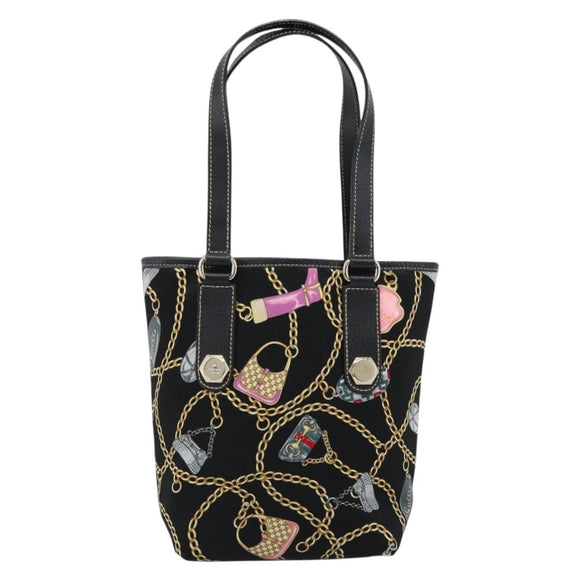 GUCCI Hand Bag Satin Black Gold 153361 Auth 188253A