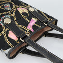 GUCCI Hand Bag Satin Black Gold 153361 Auth 188253A-6