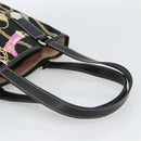 GUCCI Hand Bag Satin Black Gold 153361 Auth 188253A-7