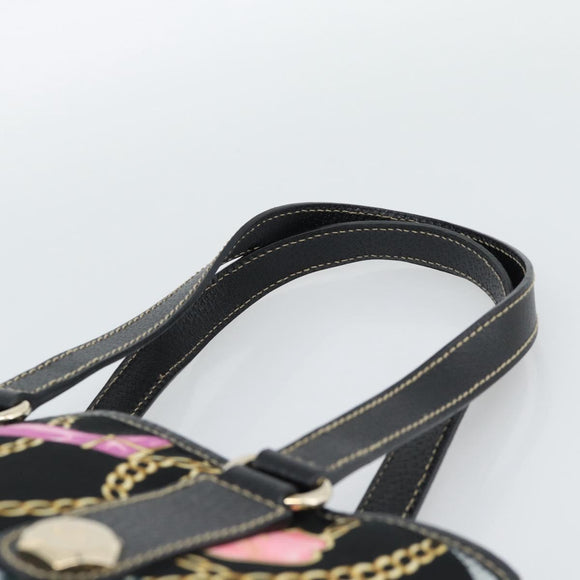 GUCCI Hand Bag Satin Black Gold 153361 Auth 188253A