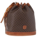 CELINE Macadam Canvas Shoulder Bag PVC Leather Brown Gold Auth 188254-1