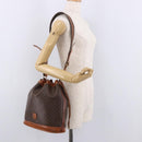 CELINE Macadam Canvas Shoulder Bag PVC Leather Brown Gold Auth 188254-24