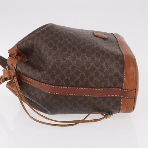 CELINE Macadam Canvas Shoulder Bag PVC Leather Brown Gold Auth 188254