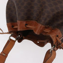 CELINE Macadam Canvas Shoulder Bag PVC Leather Brown Gold Auth 188254-6