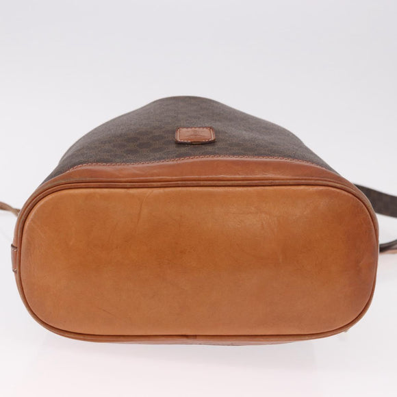 CELINE Macadam Canvas Shoulder Bag PVC Leather Brown Gold Auth 188254