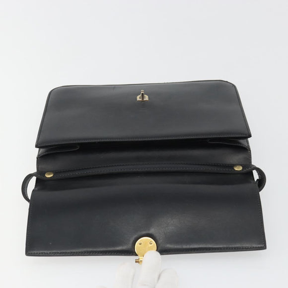 Christian Dior Shoulder Bag Leather Black Gold Auth 188255